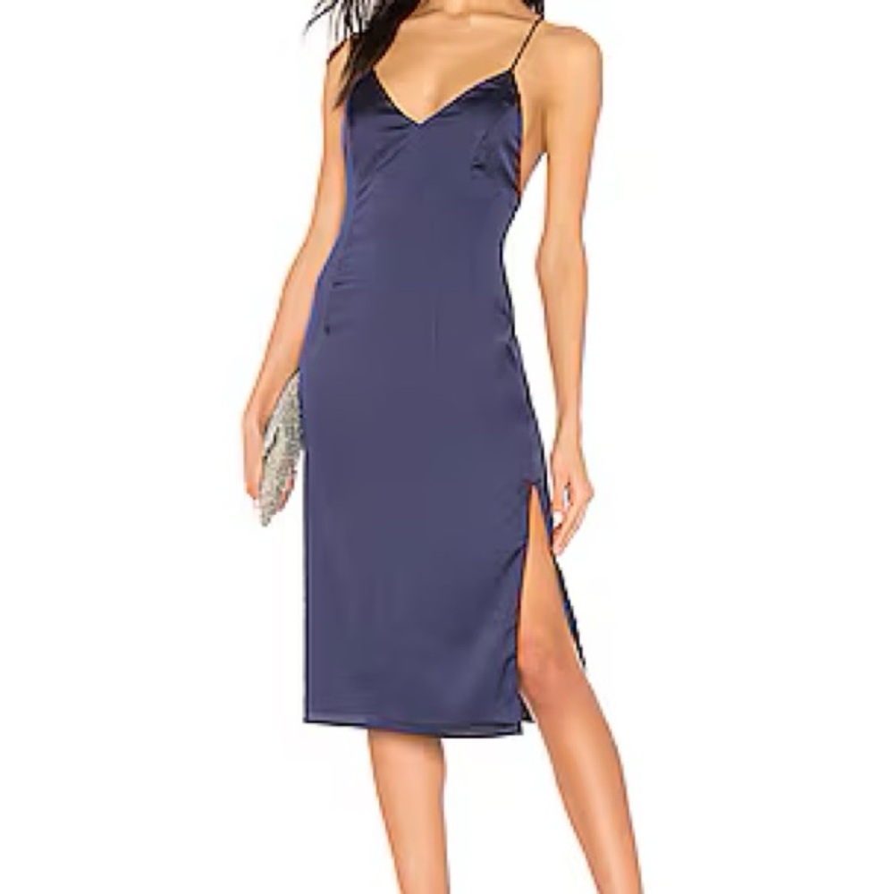 Superdown Frida Side Slit Dress in Navy, size small